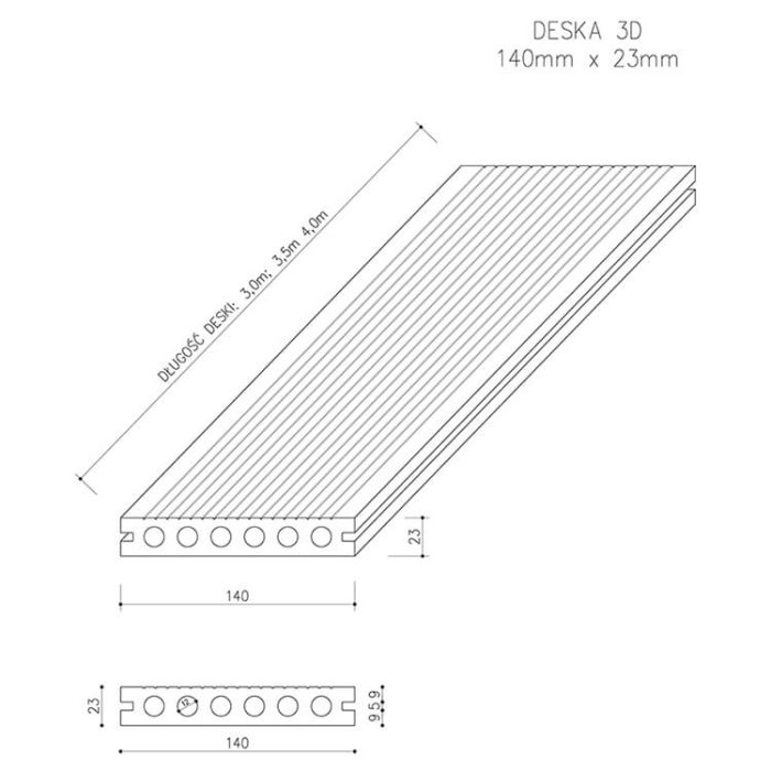 3D Classic Composite Decking Board Gray – 3 m - Image 9