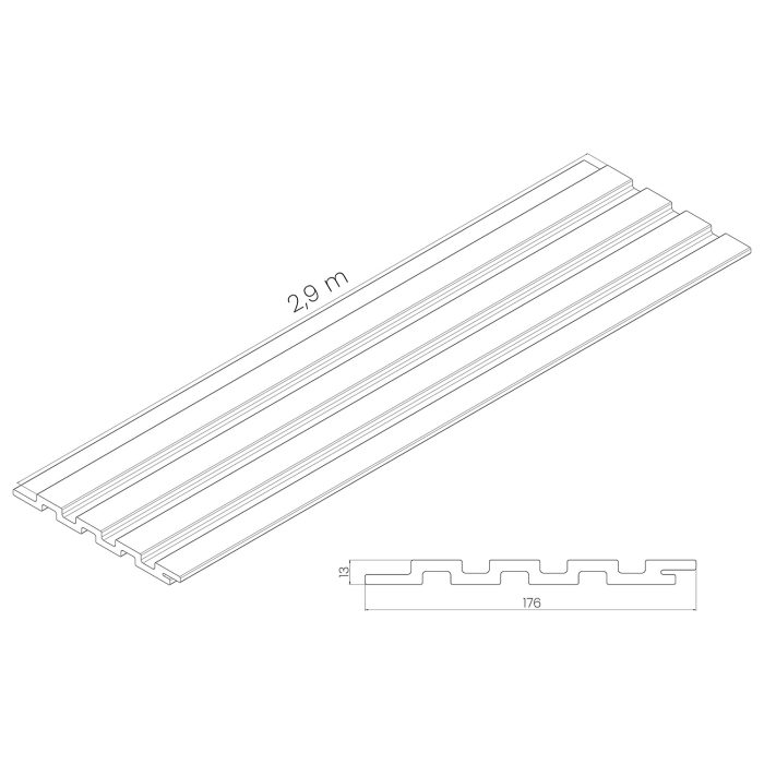 Composite Slatted Cladding Board DUO Teak/Black – 2,9 m - Image 3