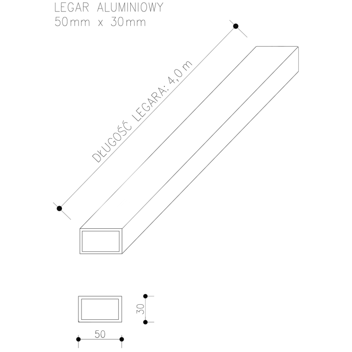 Aluminum Joist 50 x 30 mm – length 4 m - Image 3