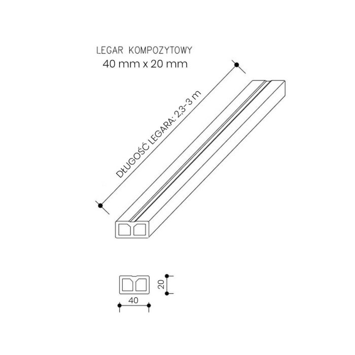 Low Composite Joist 40 x 20 mm – length 3 m - Image 4