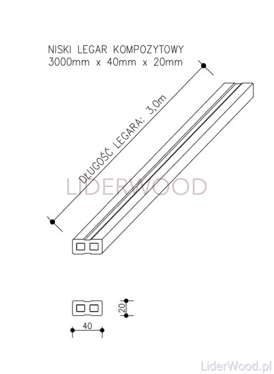 Low Composite Joist 40 x 20 mm – length 3 m - Image 7