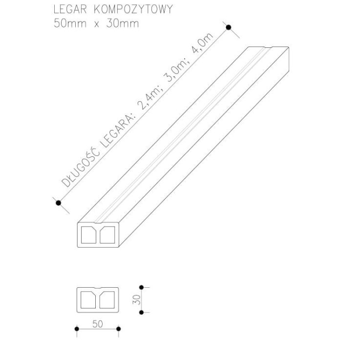 Composite Joist 50 x 30 mm – length 2,4 m - Image 6