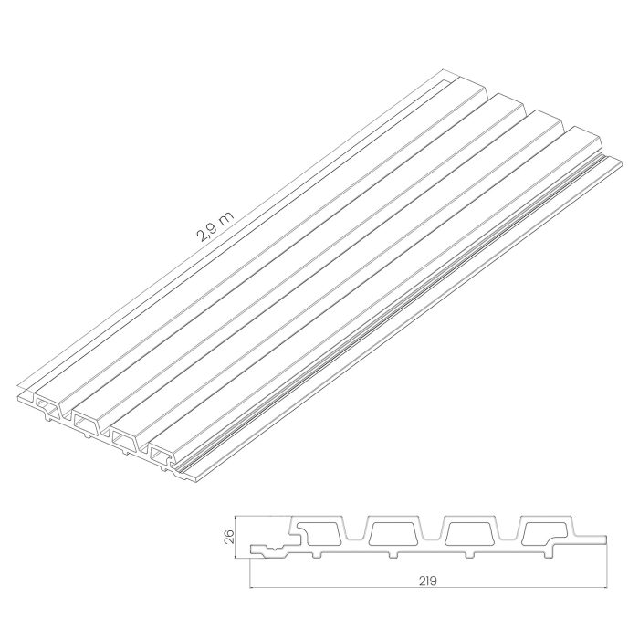 Trapezoid Composite Slatted Cladding Board Light Oak / Black – 2,9 m - Image 4