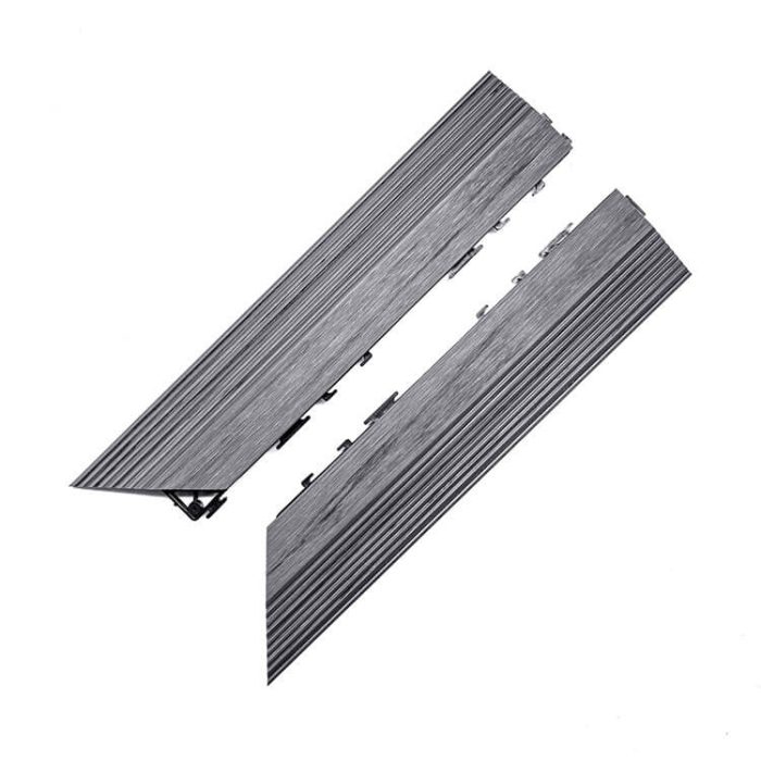 Premium Composite Decking Tile Left Corner Gray - Image 3