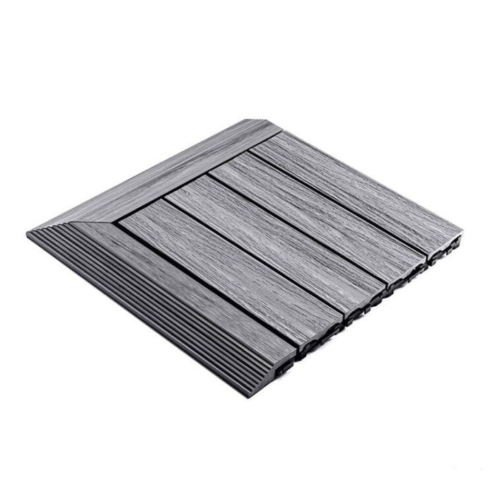Premium Composite Decking Tile Left Corner Gray - Image 5