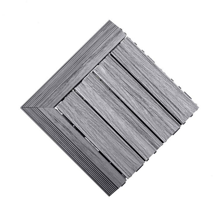 Premium Composite Decking Tile Left Corner Gray - Image 6