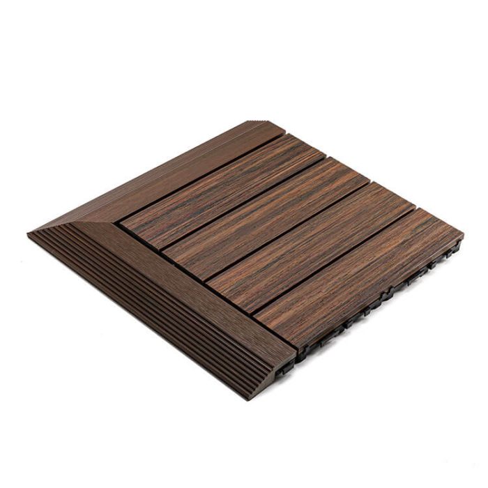 Premium Composite Decking Tile Left Corner Redwood - Image 6