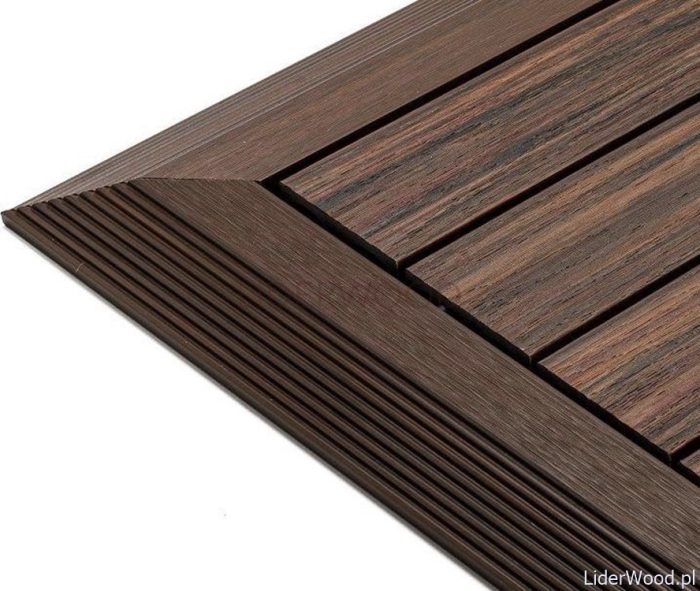 Premium Composite Decking Tile Left Corner Redwood - Image 9