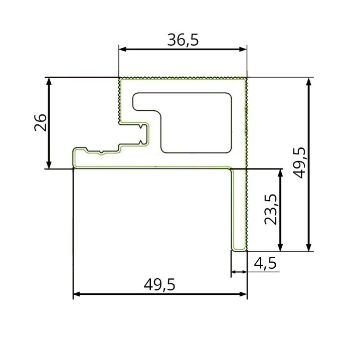 Starter-Finishing Slatted F-Type Trim WPC Premium Ecru 36,5 x 49,5 mm – 2,9 m - Image 3