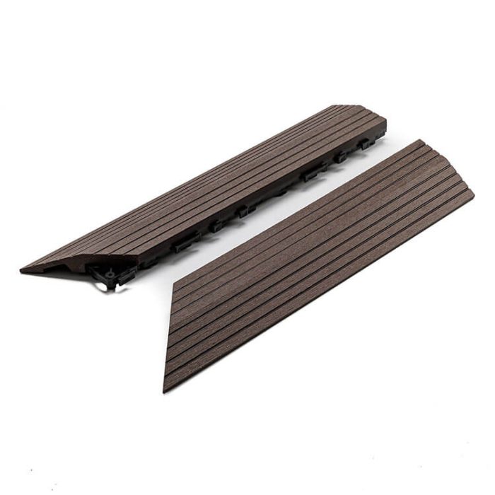 Composite Left Corner Decking Tile Dark Brown - Image 2