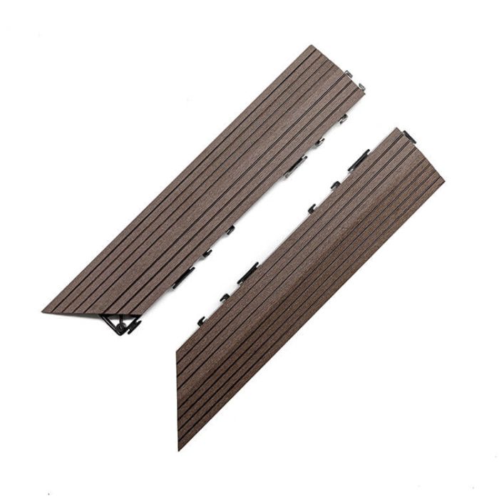 Composite Left Corner Decking Tile Dark Brown - Image 3