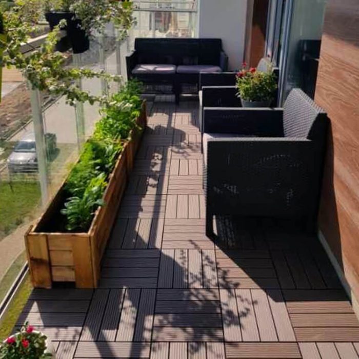Composite Left Corner Decking Tile Dark Brown - Image 4