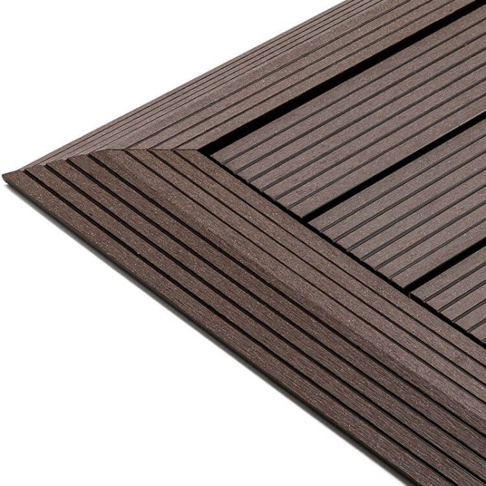 Composite Left Corner Decking Tile Dark Brown - Image 5