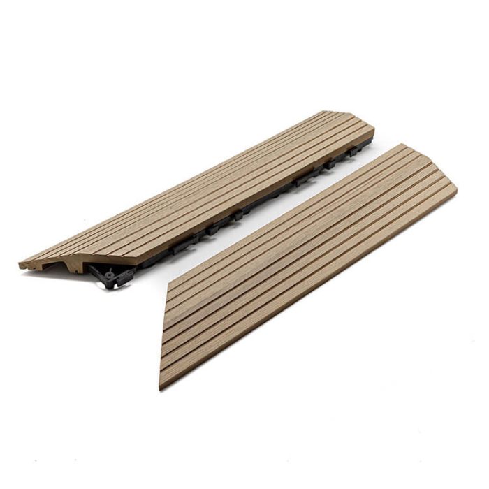 Composite Left Corner Decking Tile Honey Teak - Image 2